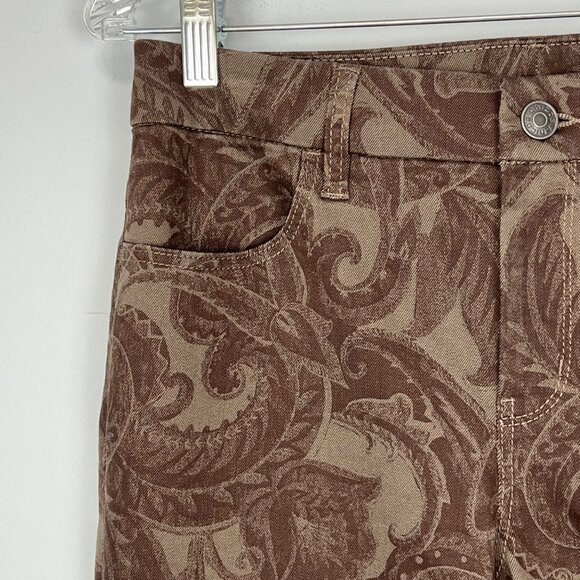 Chicos Womens Perfect Stretch Girlfriend Slim Ankle Jeans Brown Paisley size 2 - Picture 3 of 12